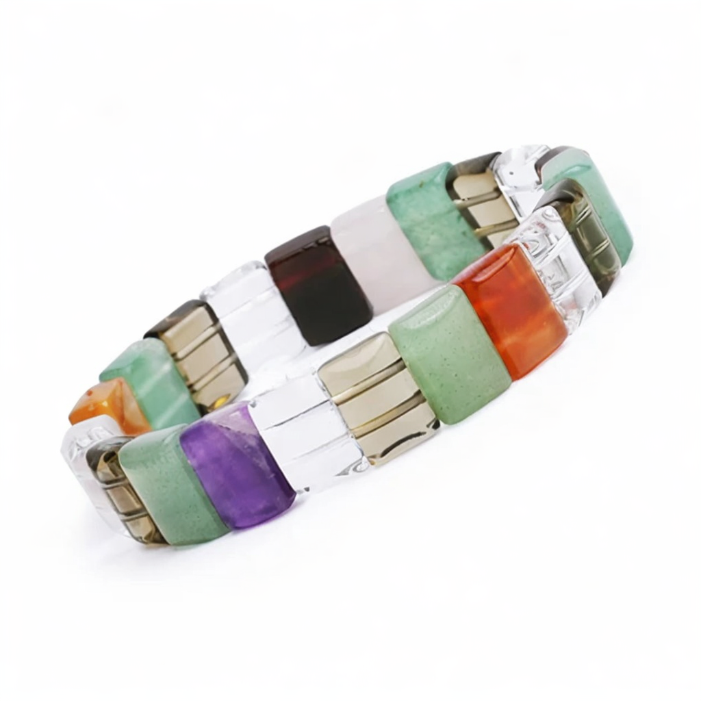 Multi Stone Flat Beads Bracelet – Chakra Balance