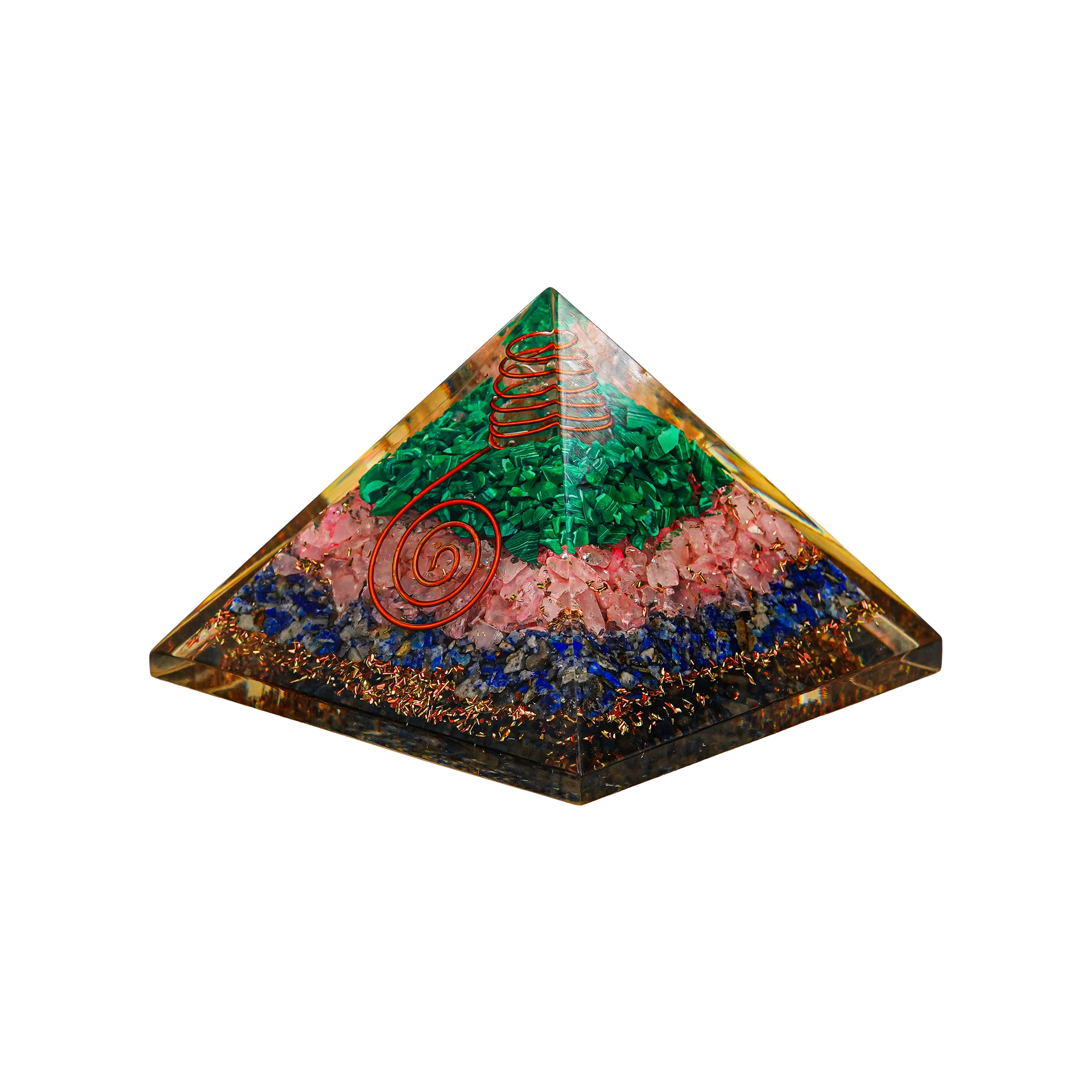 Rose Quartz, Lapis Lazuli, Malachite Pyramids