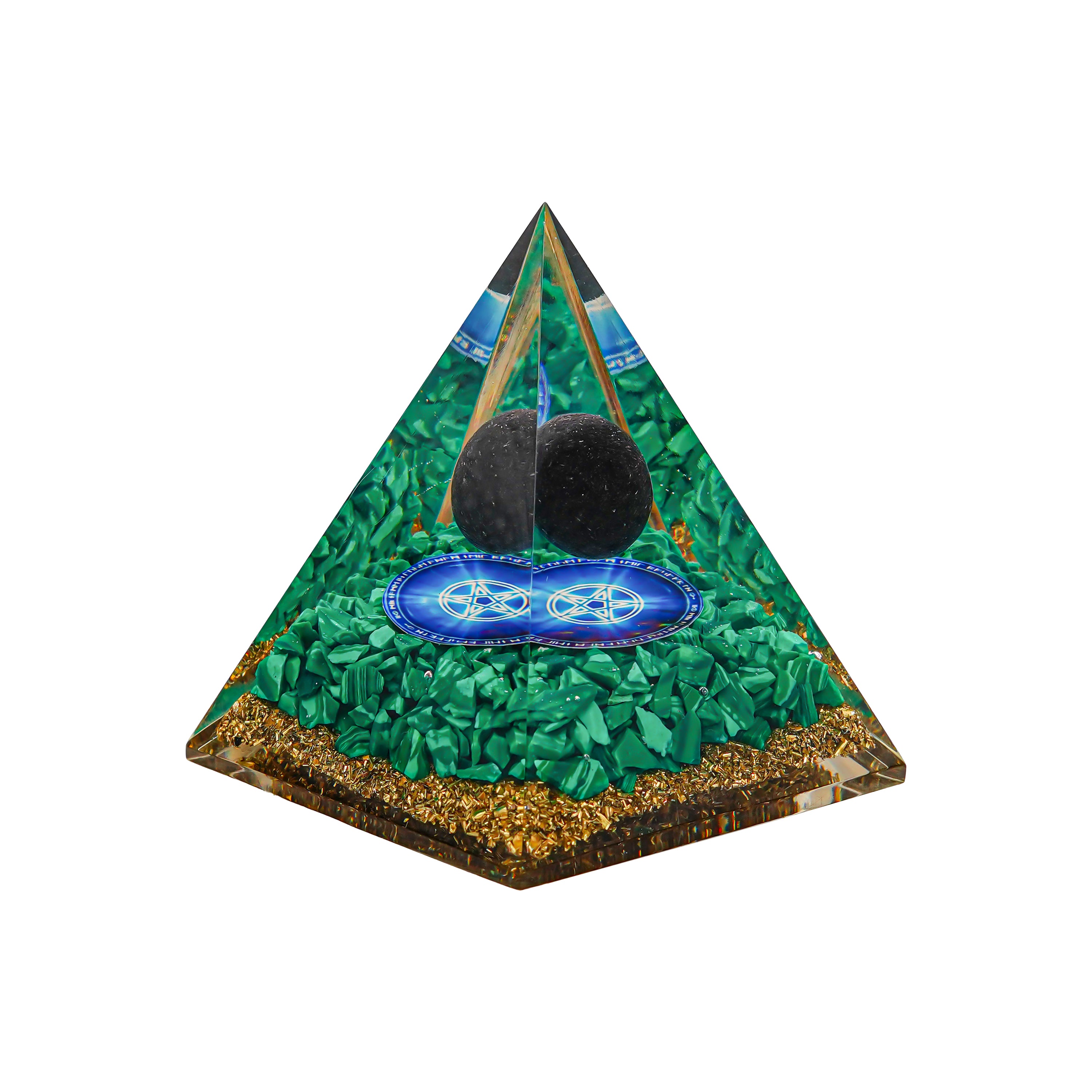 Malachite With Black Ball Pyramid