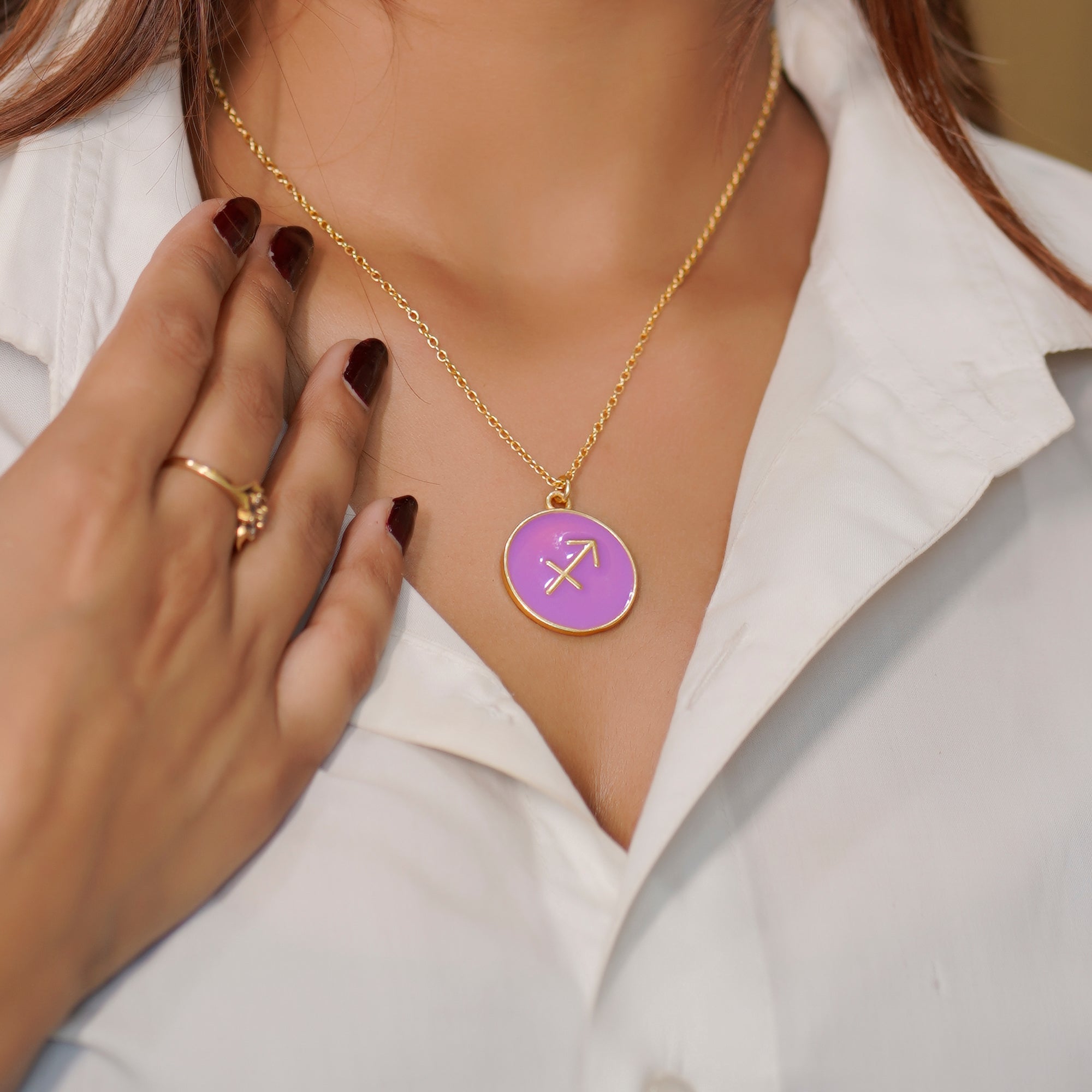 sagittarius zodiac enamel coin pendant