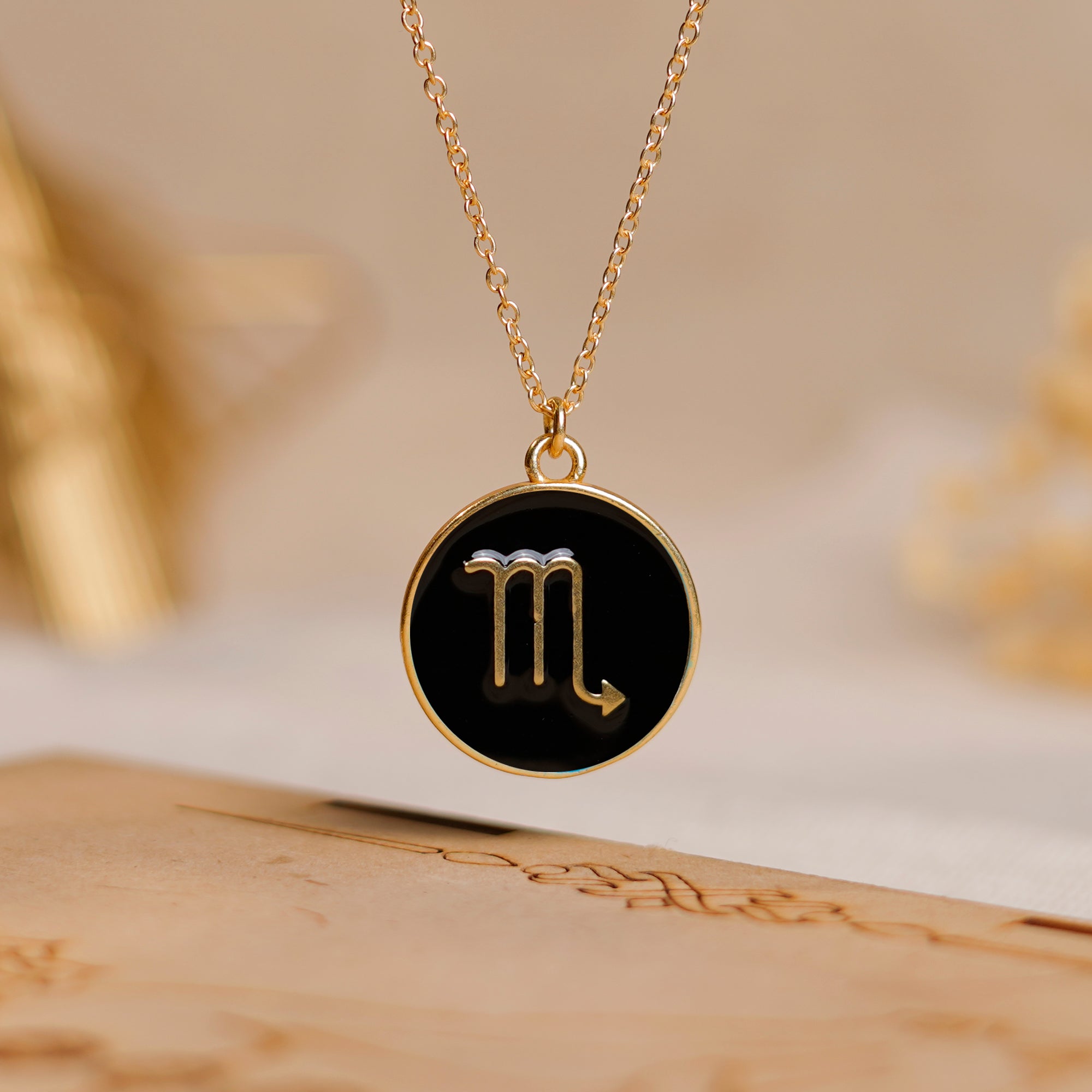 scorpio zodiac enamel coin pendant