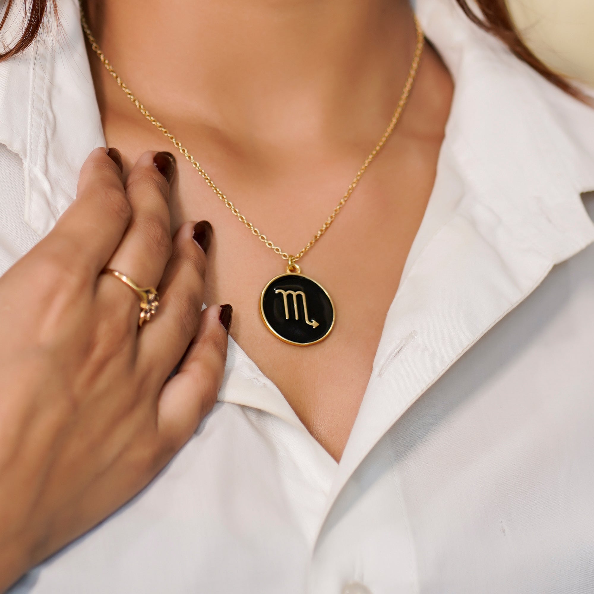 scorpio zodiac enamel coin pendant