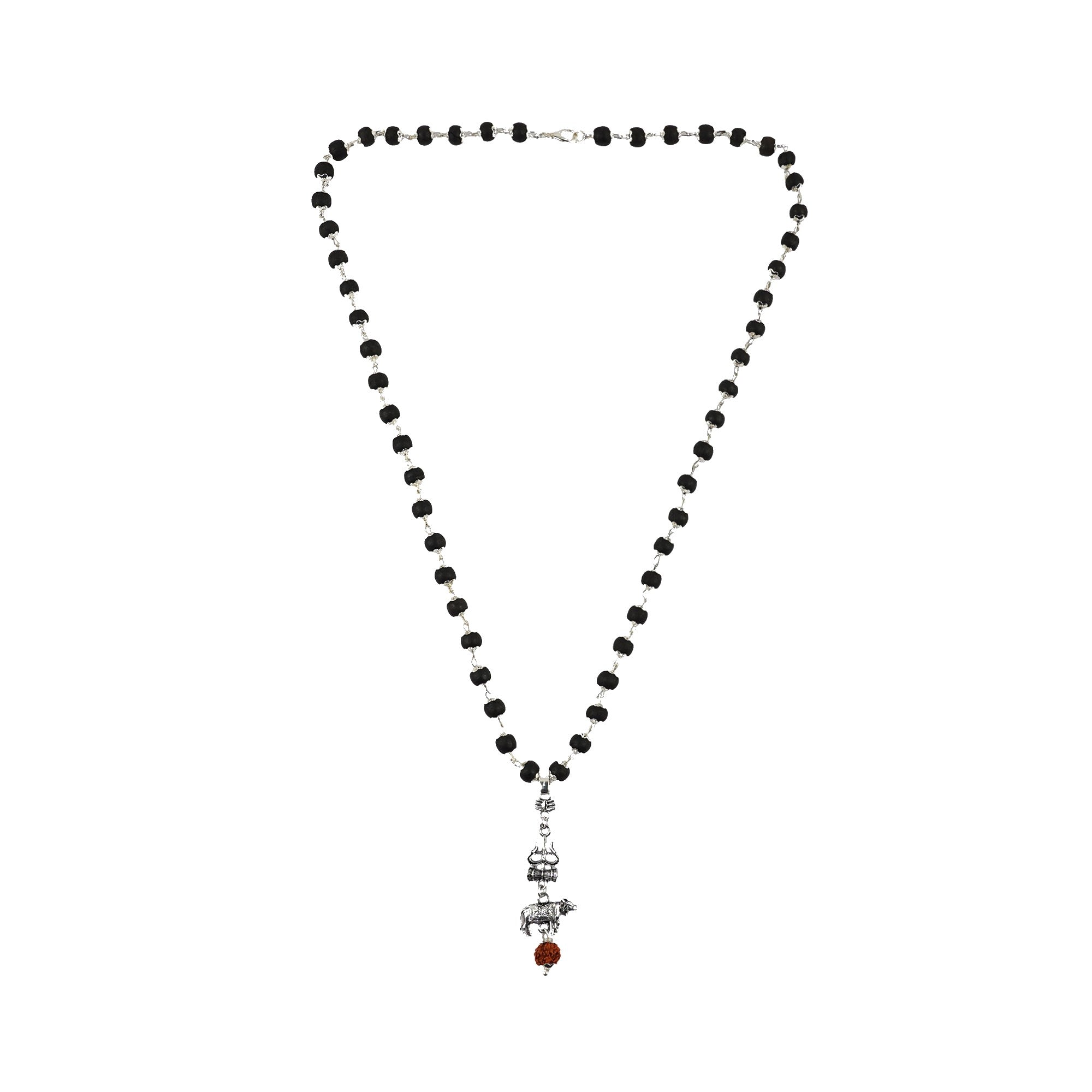 Shiv Nandi Protection Mala (Karungali) With Sterling Silver