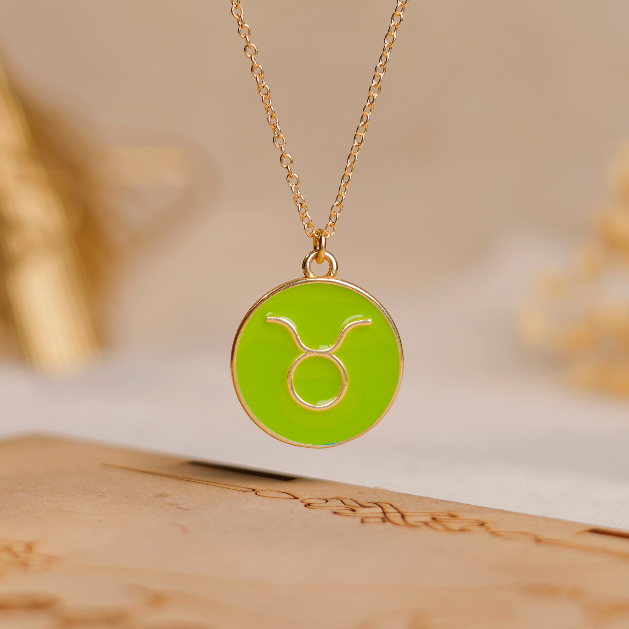 taurus zodiac enamel coin pendant