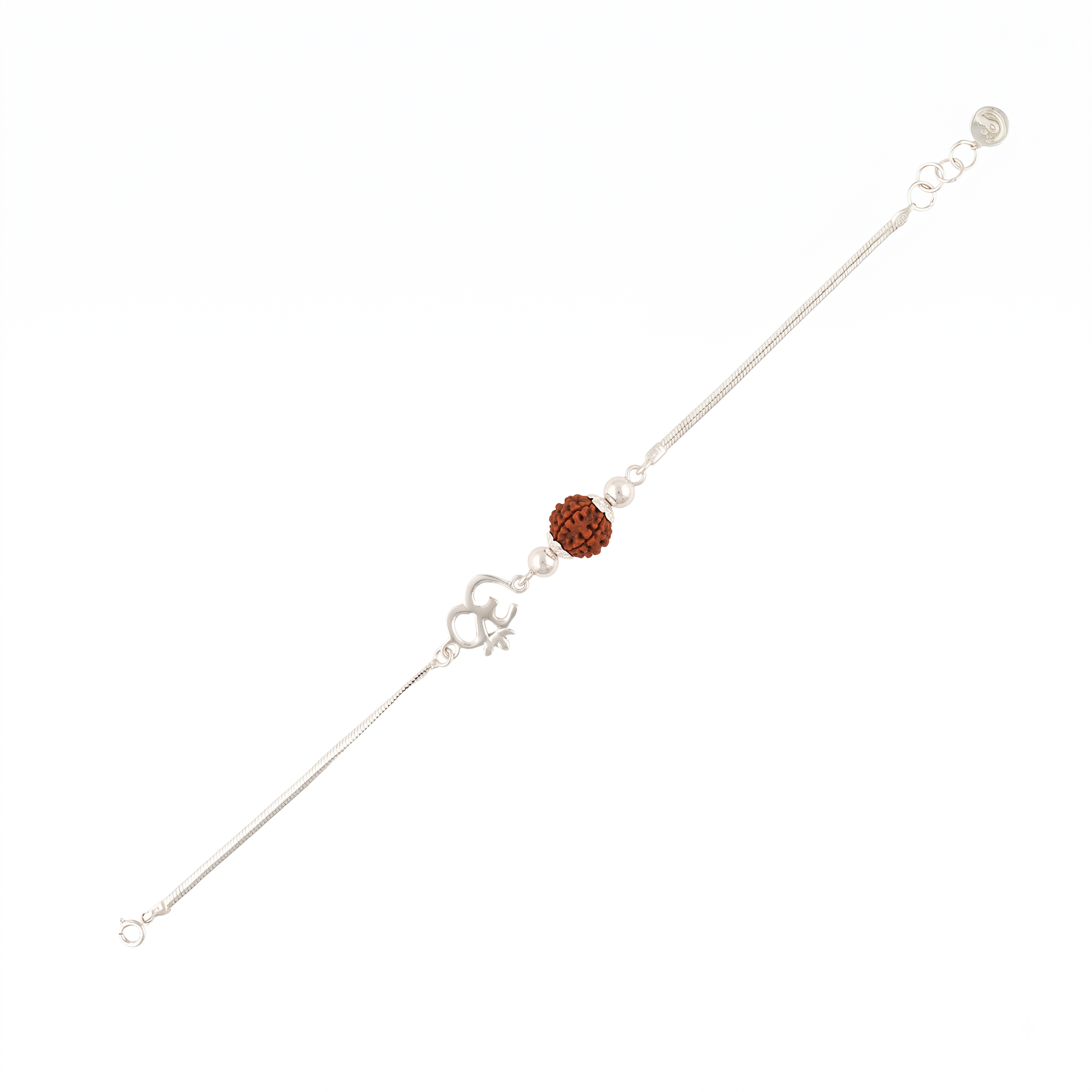 7 Mukhi Rudraksha Om 925 Sterling Silver Adjustable Bracelet