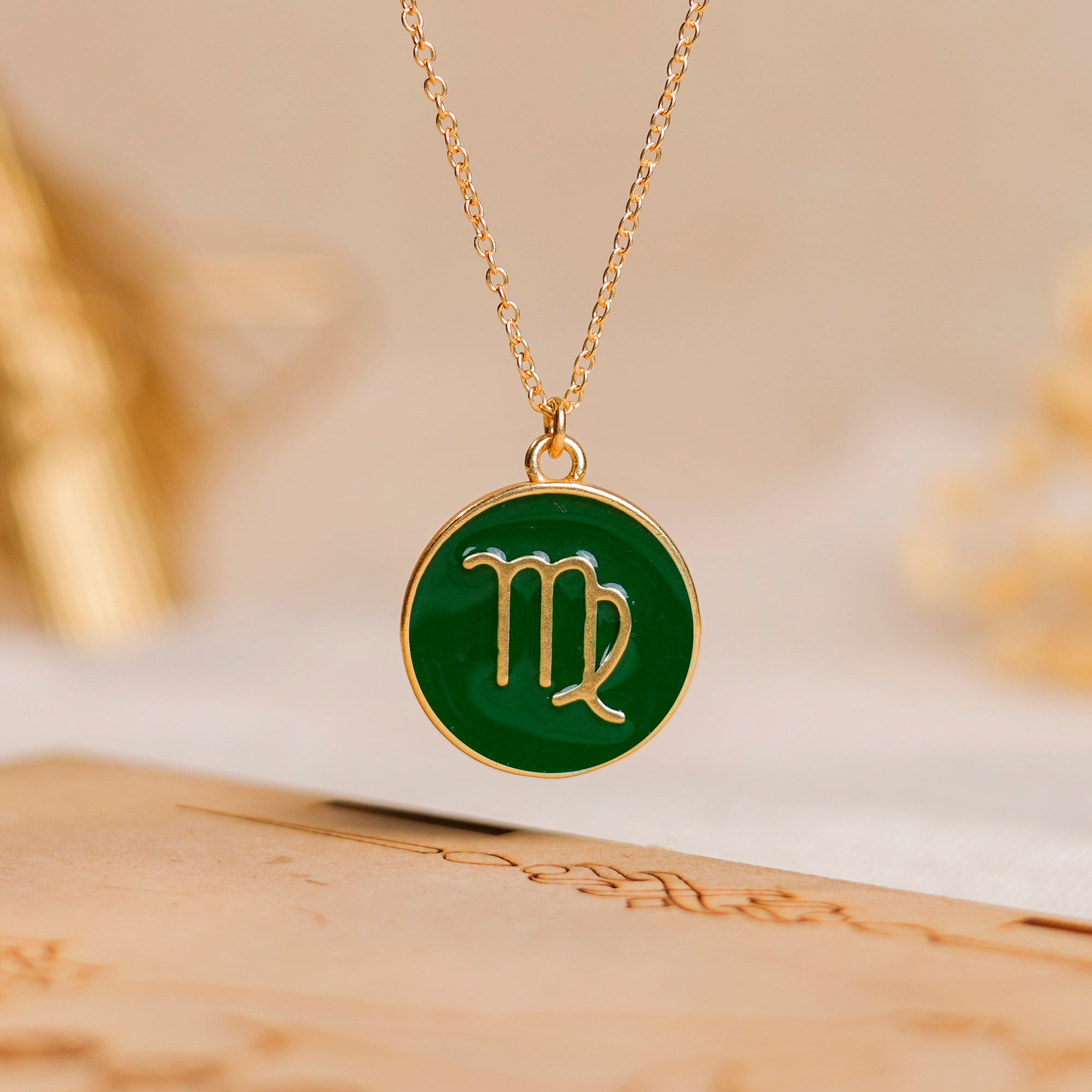 virgo zodiac enamel coin pendant
