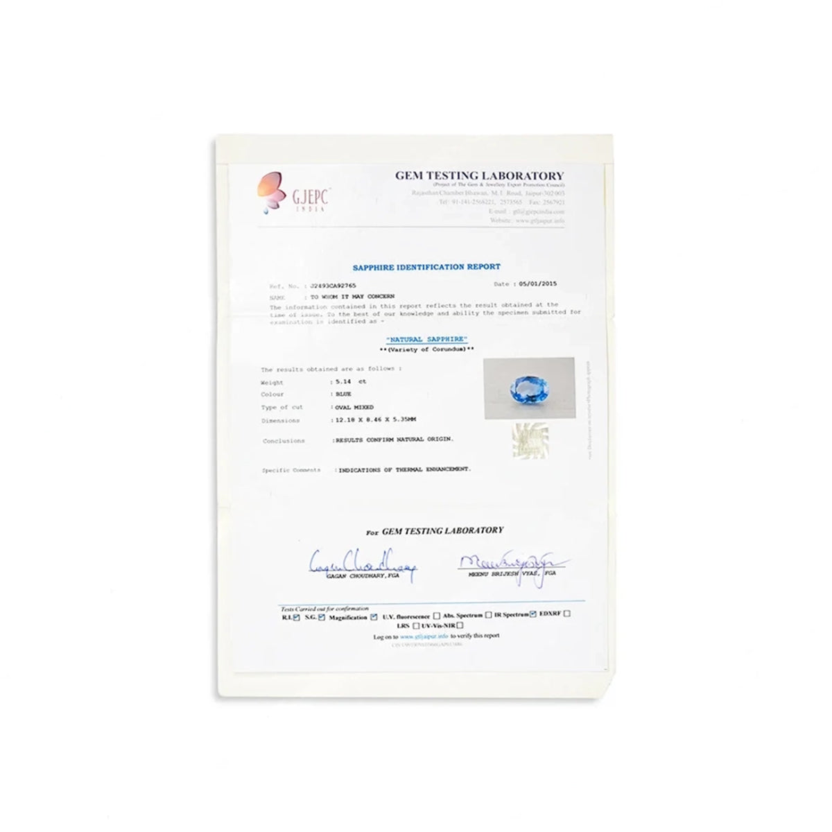 Blue Sapphire (Neelam) – 5.14 Carat / 5.7 Ratti [GM_068]