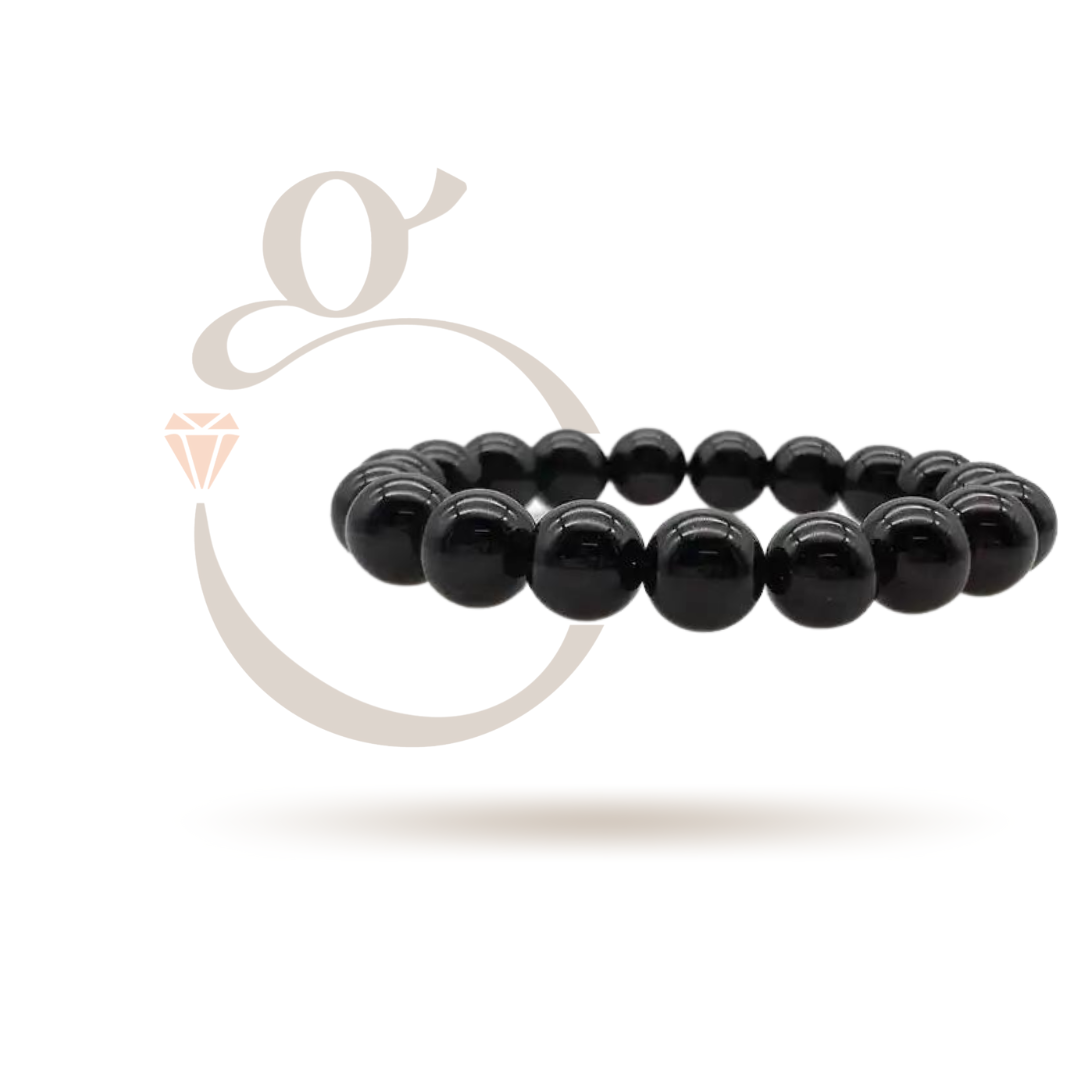 Black Agate crystal elastic bracelet – Oval – 1pc - Moksa