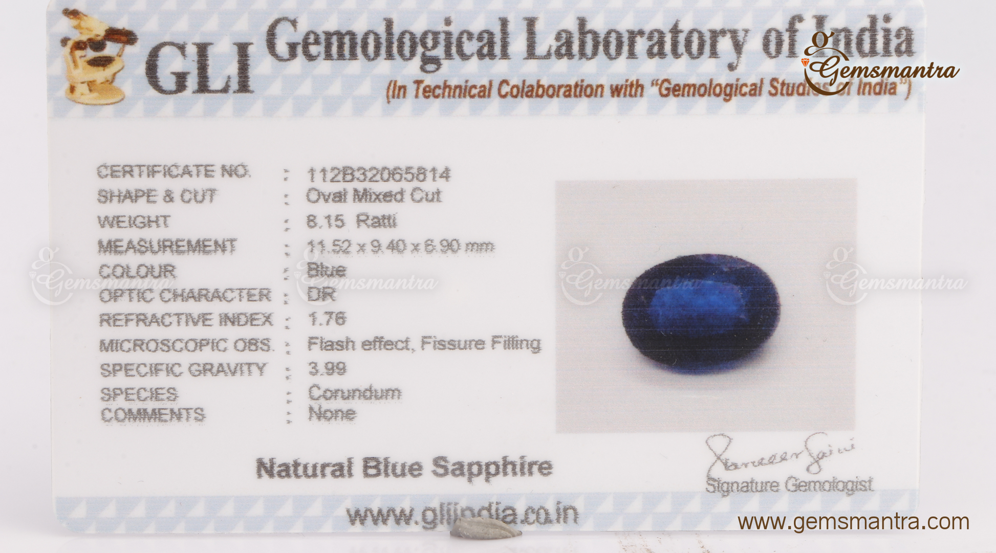 Blue Sapphire Luxury ( 8.15 Ratti )-Gemsmantra-best-online-gems-shop-in-india