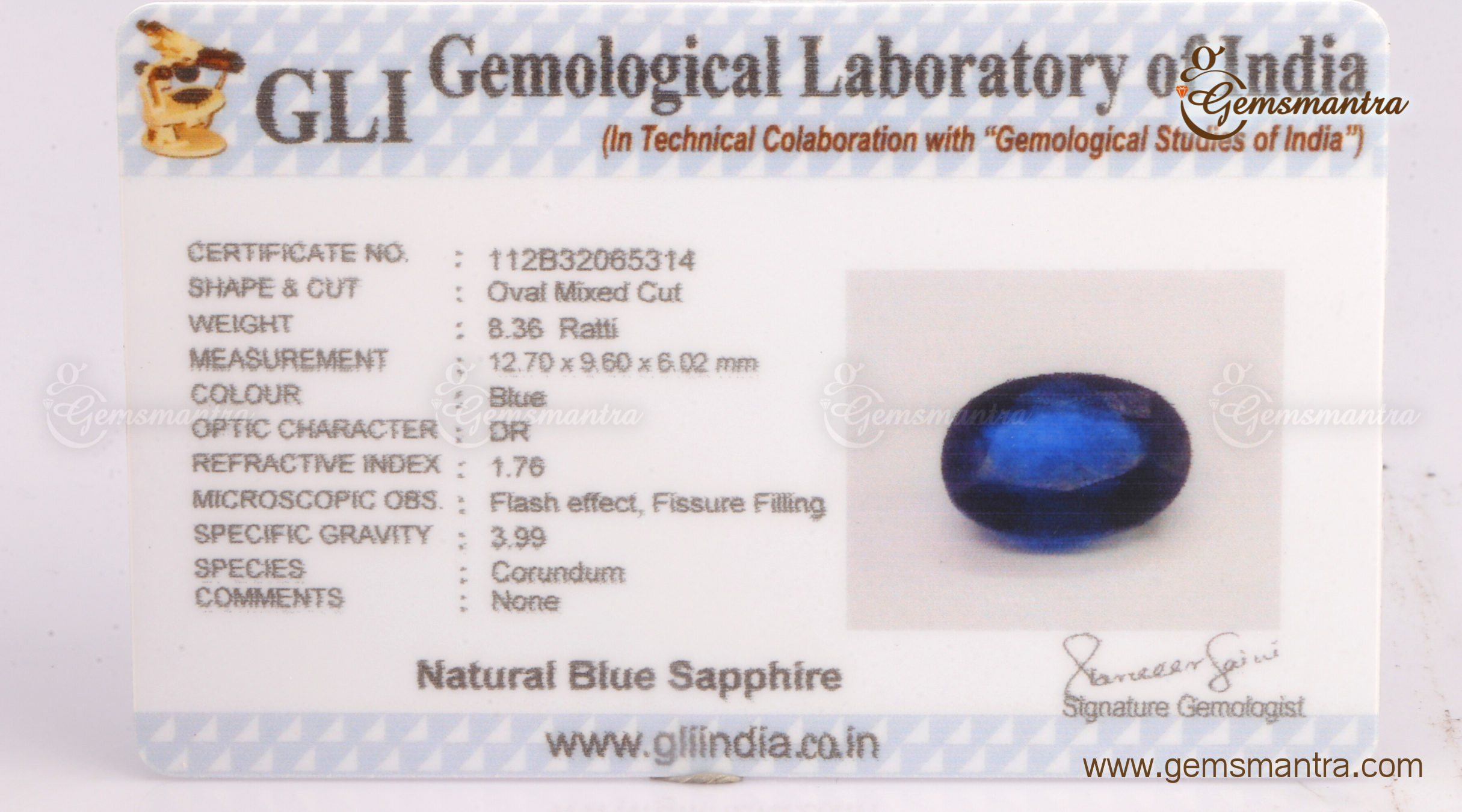 Blue Sapphire Luxury ( 8.36 Ratti )-Gemsmantra-best-online-gems-shop-in-india