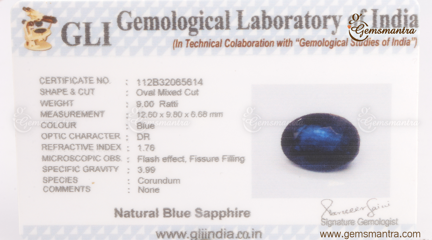 Blue Sapphire Luxury ( 9 Ratti )-Gemsmantra-best-online-gems-shop-in-india