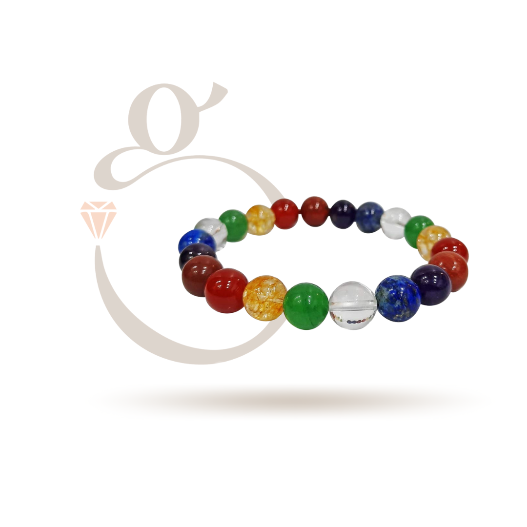 Swaha 7 Chakra Bracelet  Natural Lab Certified Rudraksha Beads & Gems